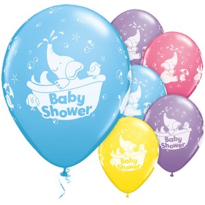 blå baby shower ballonger